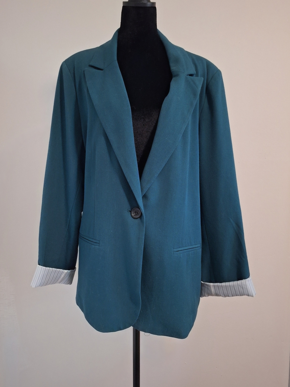 Forever 21 Women's Teal One Button Notch Lapel Blazer